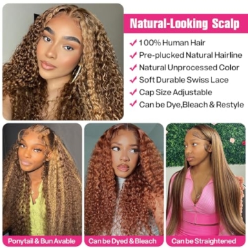 Stylish CYNOSURE Curly Honey Blonde Lace Front Wig