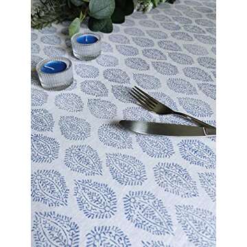 ATOSII Amalfi 100% Cotton Boho Square Fall Tablecloth, Handblock Print Table Cloth for Kitchen I Dining Table Linen Fall Décor I Parties Wedding Outdoor Christmas Thanksgiving I Fall 60 X 60 Inches