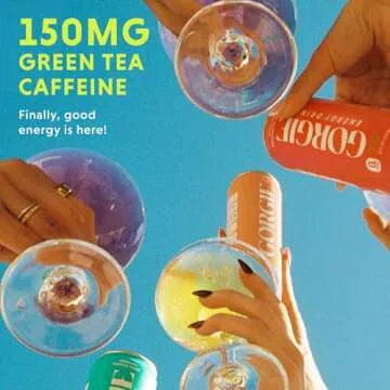 GORGIE Bestsellers Variety, Sugar-Free Natural Energy Drink Sparkling, Healthy Energy Drinks - Green...