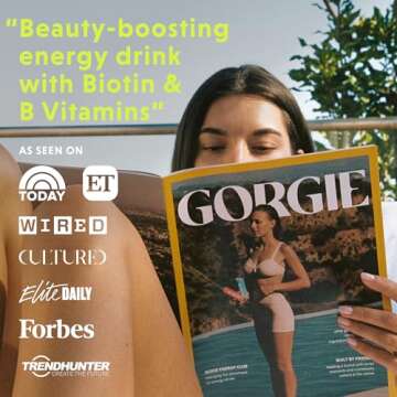 GORGIE Bestsellers Variety, Sugar-Free Natural Energy Drink Sparkling, Healthy Energy Drinks - Green Tea, Biotin, B Vitamins -150mg Caffeine, Vegan, & Low Calorie (Pack of 12)