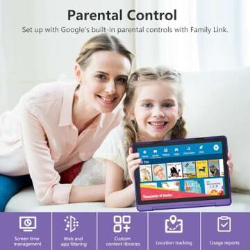 NOBKLEN Kids Tablet 10 Inch with Android 13, 8GB+128GB Storage, 8-core Processor, 1920 * 1200 IPS Display, 8000mAH Fast-Charging Battery, GPS, 5+13M Dual Camera, Parental Controls and Kid-Proof Case