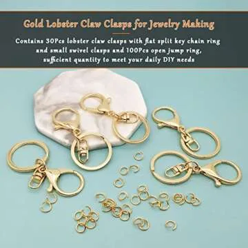 30 Pcs Gold Lobster Claw Clasps for DIY Jewelry Making and Crafts