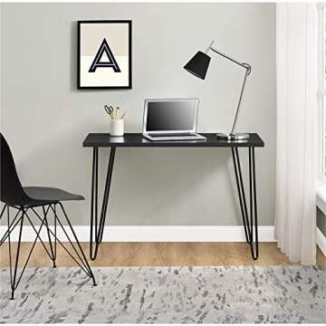 Ameriwood Home 9327802COM Owen Collection Retro Desk, Black Oak