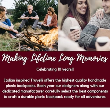 Truvelli Picnic Backpack for Adventures, Grey 12-in-1 Insulated Picnic Backpack for 2, Great Alternative to a Bulky Picnic Basket Set, Romantic Picnic Set for 2, Picnic Basket for 2, Picnic Bag