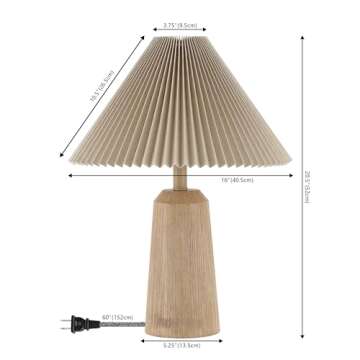 JONATHAN Y JYL1146A Arvid 20.5" Rustic Scandinavian Resin/Iron Lighthouse LED Table Lamp with Pleated Shade, Beige Wood Finish, for Bedroom, Living Room, Entry Console