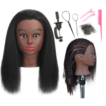 WikNifo Real 100% Human Hair Mannequin Head with Stand for Hairdresser Practice Manikin Cosmetology ...