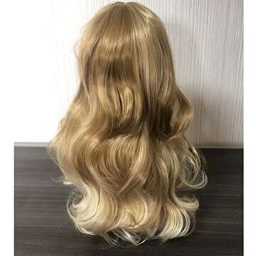 WAACGMT 24 inch short curly hair female girl charming synthetic wig, bangs wig, for Women Long Heat Resistant Fiber Synthetic Wig for Daily Use brown long curly hair (Blonde)