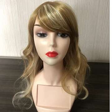 WAACGMT 24 inch short curly hair female girl charming synthetic wig, bangs wig, for Women Long Heat Resistant Fiber Synthetic Wig for Daily Use brown long curly hair (Blonde)