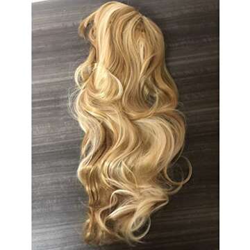 WAACGMT 24 inch short curly hair female girl charming synthetic wig, bangs wig, for Women Long Heat Resistant Fiber Synthetic Wig for Daily Use brown long curly hair (Blonde)