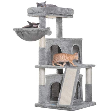 Compact Cat Tree with Scratching Board and Condos
