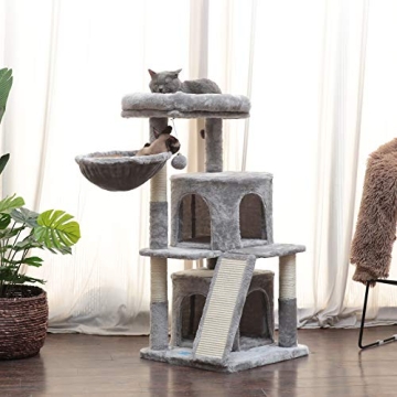 Compact Cat Tree with Scratching Board and Condos