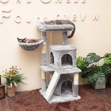 Compact Cat Tree with Scratching Board and Condos