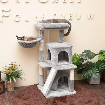 Compact Cat Tree with Scratching Board and Condos