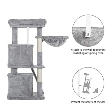 Compact Cat Tree with Scratching Board and Condos