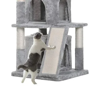 Compact Cat Tree with Scratching Board and Condos