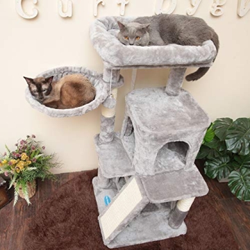 Compact Cat Tree with Scratching Board and Condos