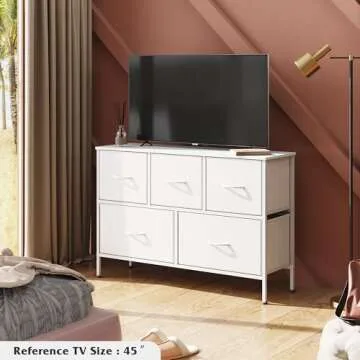 WLIVE Dresser with 5 Drawers, Dressers for Bedroom, Fabric Storage Tower, Hallway, Entryway, Closets...