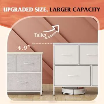 WLIVE Dresser with 5 Drawers, Dressers for Bedroom, Fabric Storage Tower, Hallway, Entryway, Closets, Sturdy Steel Frame, Wood Top, Easy Pull Handle (White)