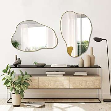 POZINO Gold Irregular Mirror, Cloud Shaped Mirror, Asymmetrical Wall Mirror, Unique Modern Mirror for Living Room Bathroom Bedroom Entryway, 30"x20.5"