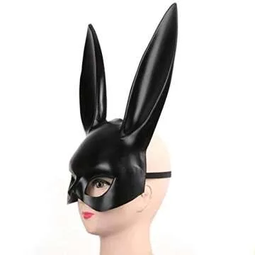 Gorgeous Black Glitter Rabbit Mask for Masquerade Fun