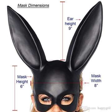 TOP VACUUM PARTS Masquerade Rabbit Mask Rabbit Ears Mask Women's Costume Masks for Masquerade Ball, Simply Gorgeous! Shiny Black