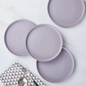 Stone Lain Cleo Modern Stoneware 16-Piece Dinnerware Set, Plates and Bowls Set, Dish Set Service For 4, Light Gray