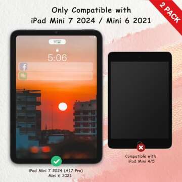 bersem 2 Pack Paperfeel Screen Protector Compatible with iPad Mini 7 2024(A17 Pro)/iPad Mini 6 2021(...