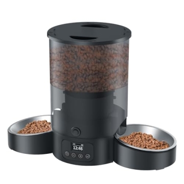 Automatic Cat Feeder for 2 Cats, 3L Cat Food Dispenser SURDY Auto Cat Feeder with 2 Stainless Bowls,...