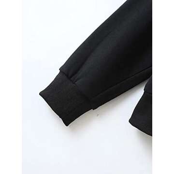 Meladyan Women's Oversized Solid Zip Up Drawstring Long Sleeve Fleece Vintage Pockets 90s Hooded SweatShirt Coat, Black, Medium