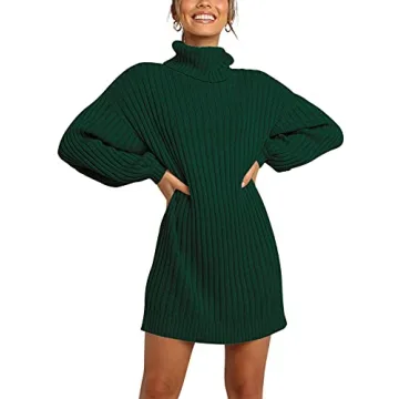 Comfort Meets Style - ANRABESS Women Oversized Sweater Dress Turtleneck Batwing Long Sleeve for Fall...
