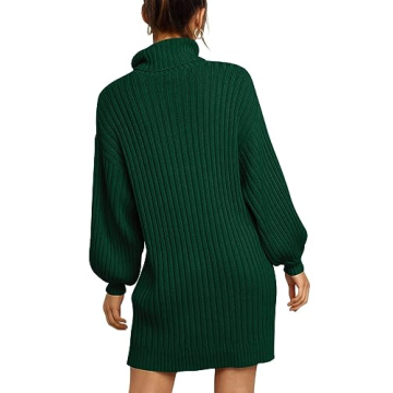 Oversized Sweater Dress - ANRABESS Turtleneck Batwing Style