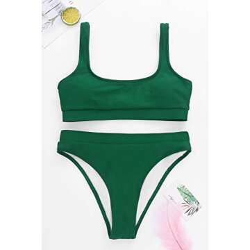 High Waisted Bikini for Women Tummy Control Bottoms Push Up Crop Top Swimsuit 2 Piece High Cut Teens Girls Bathing Suits