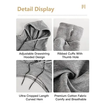 Flygo Women's Cut Out Super Cropped Hoodie Long Sleeve Active Top