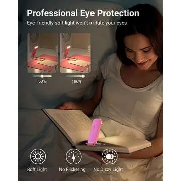 DEWENWILS USB Rechargeable Book Reading Light, Warm White, Brightness Adjustable, LED Clip on Book L...