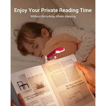 DEWENWILS USB Rechargeable Book Reading Light, Warm White, Brightness Adjustable, LED Clip on Book Lights for Reading in Bed, Car Reading Light for Kids, Bookworms (Pink)