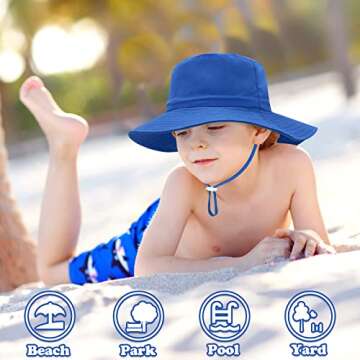 Sarfel Baby Sun Hat Summer Baby Boy Hats UPF 50+ Sun Protection Toddler Hat Bucket for Baby Girl Adjustable Kid Cap Blue 2-5 Years