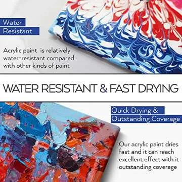 HissiCo Acrylic Paint Set 36 Colors Non Toxic Art Supplies