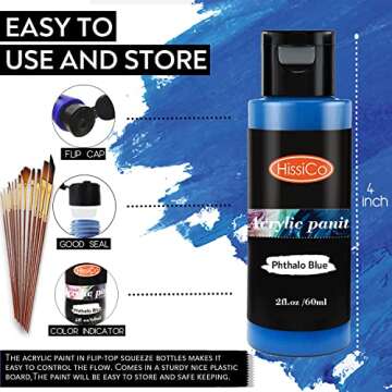 Acrylic Paint Set of 36 Colors 2fl oz 60ml Bottles,Non Toxic 36 Colors Acrylic Paint No Fading Rich Pigment for Kids Adults Artists Canvas Crafts Wood Painting