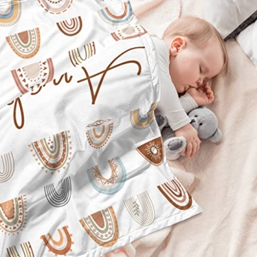 Youltar Personalized Baby Blanket Soft Custom Name Rainbow