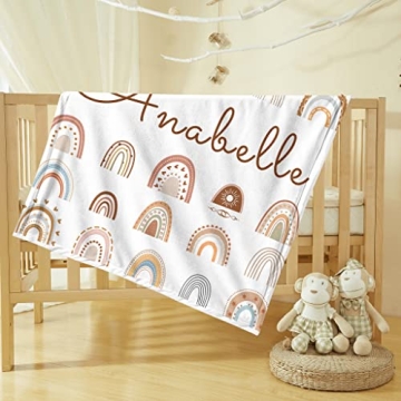Youltar Personalized Baby Blanket Soft Custom Name Rainbow