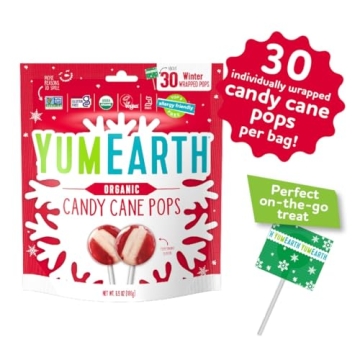 YumEarth Organic Candy Cane Lollipops - Dye Free & Non-GMO