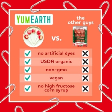 YumEarth Organic Candy Cane Lollipops - Dye Free & Non-GMO