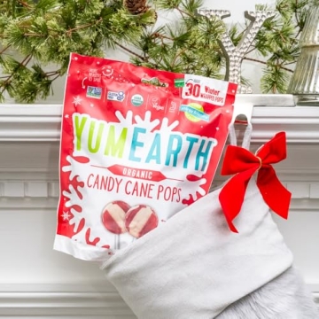YumEarth Organic Candy Cane Lollipops - Dye Free & Non-GMO