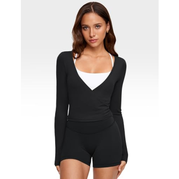 Wrap Design Slim Fit Top for Elegant Comfort and Style