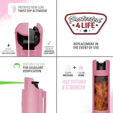 GUARD DOG SECURITY Quick Action Pepper Spray, Maximum Strength, 16-ft Range, Belt Clip For Easy Carry & Fast Access, keychain ready, Made in USA