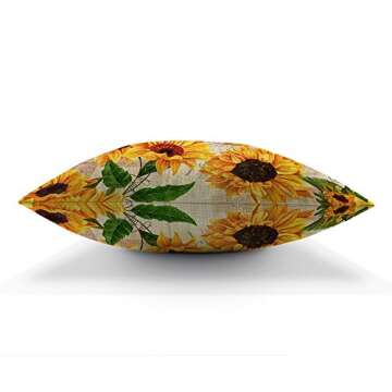 Moslion Floral Throw Pillow Cover Pillow Case Shabby Chic Vintage Sunflower Letter Word Pillow Case 18 x 18 Inch Cotton Linen Cushion Cover Happy New Year Happy New Year for Men Women Yellow