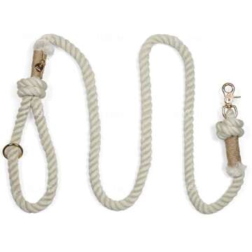 PUPPYSENTIALS Premium Dog Rope Leash, 5ft Soft & Durable Braided Cotton Rope Leash for Medium Dogs/L...