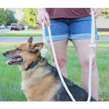 PUPPYSENTIALS Premium Dog Rope Leash, 5ft Soft & Durable Braided Cotton Rope Leash for Medium Dogs/Large Dogs, Lightweight Dog Leash with 360-Degree Snap Clip, Comes with a Handy Designer Gift Bag