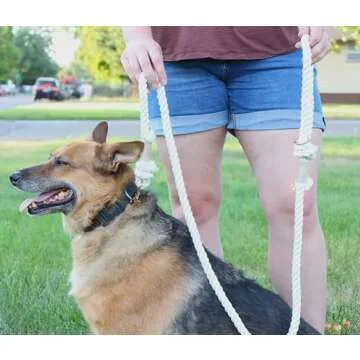 PUPPYSENTIALS Premium Dog Rope Leash, 5ft Soft & Durable Braided Cotton Rope Leash for Medium Dogs/Large Dogs, Lightweight Dog Leash with 360-Degree Snap Clip, Comes with a Handy Designer Gift Bag