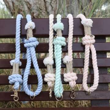 PUPPYSENTIALS Premium Dog Rope Leash, 5ft Soft & Durable Braided Cotton Rope Leash for Medium Dogs/Large Dogs, Lightweight Dog Leash with 360-Degree Snap Clip, Comes with a Handy Designer Gift Bag